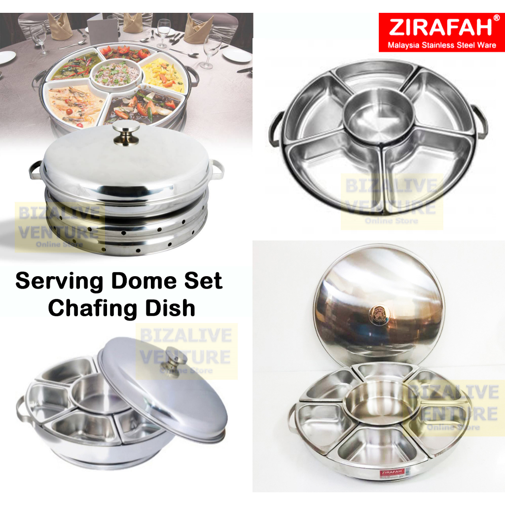 High & Low Stainless Steel Serving Dome Set Dome Round Chafing Dish