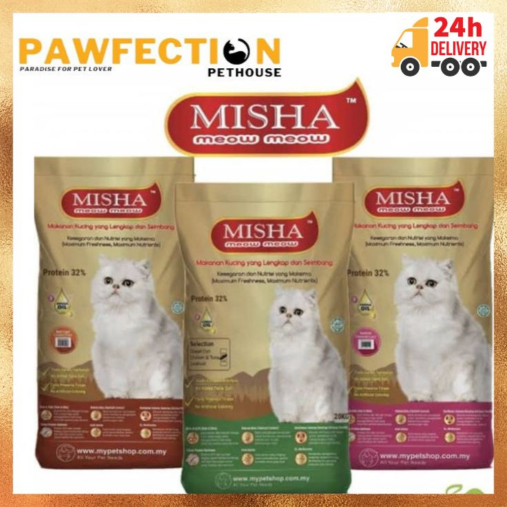 MISHA Dry Cat Food Chicken & Tuna / Seafood / Ocean Fish (8kg) Shopee