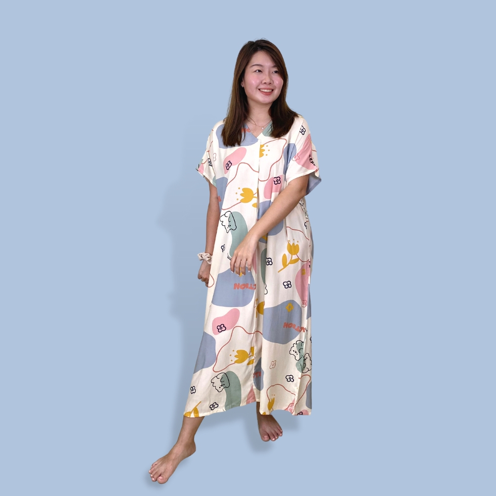BEHAUL Kaftan Dress Happy Happy | Multipurpose Kaftan Lengan Pendek ...