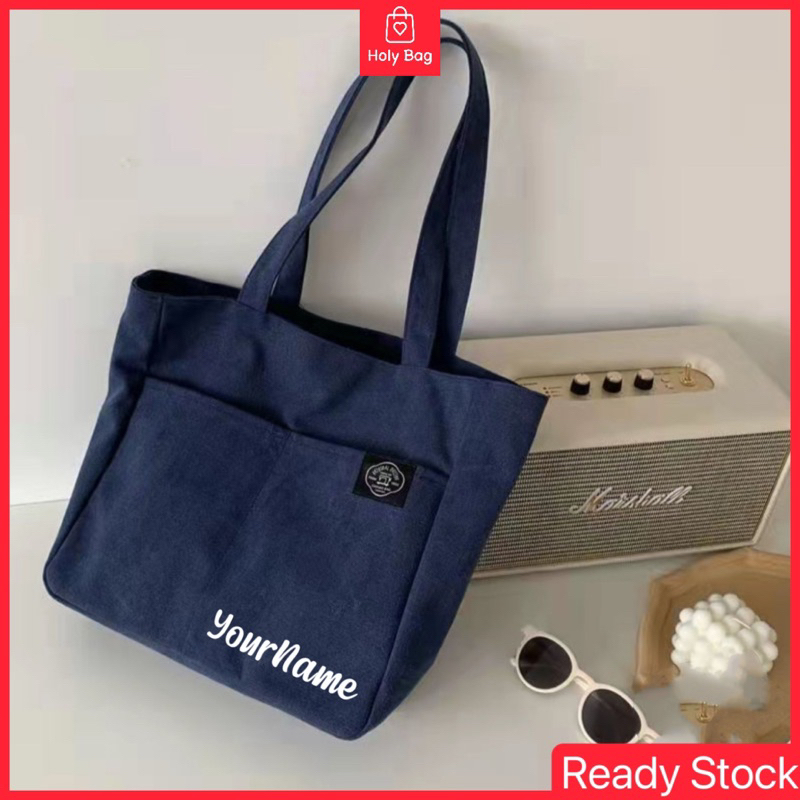 Customize Name No MOQ Canvas Shoulder Bag Korean Shoulder Bag Canvas