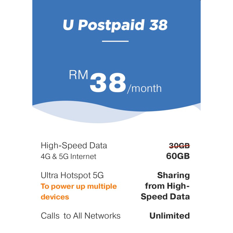 UMobile 60GB 5G postpaid U38 (promotions) Shopee Malaysia