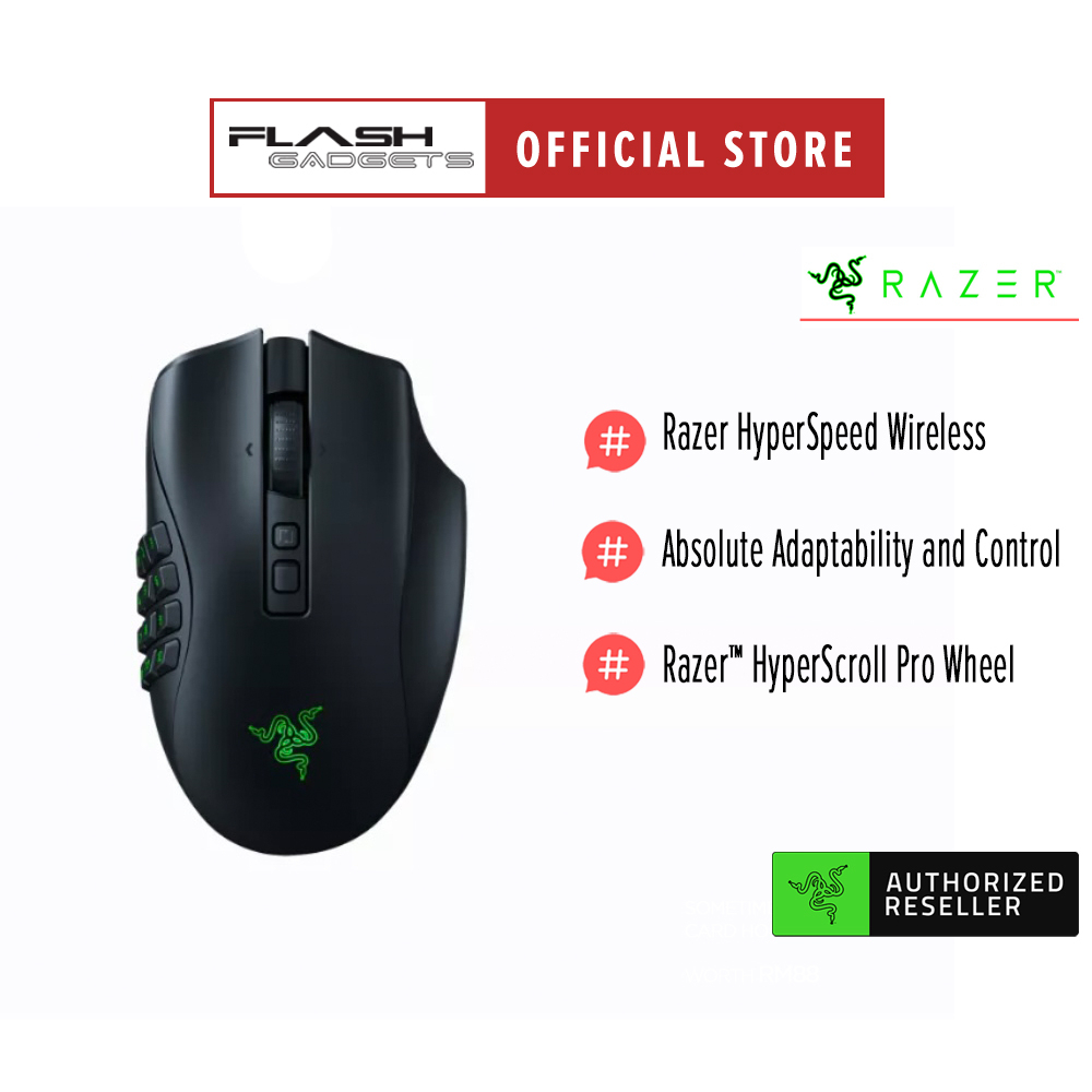 Razer Naga V2 Pro MMO Wireless Gaming Mouse with HyperScroll Pro Wheel