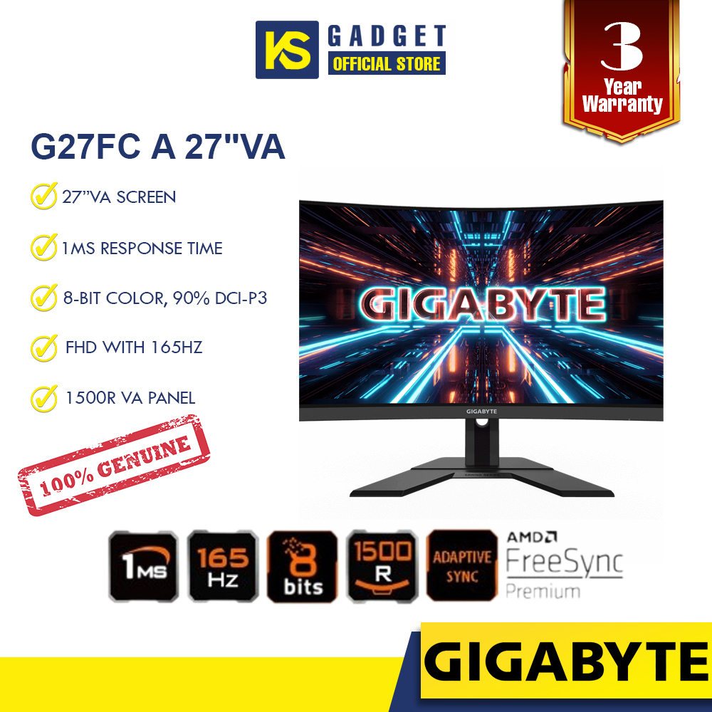 Gigabyte G27FC A 27'' VA 1500R FHD 165HZ 1MS Curved Gaming Monitor