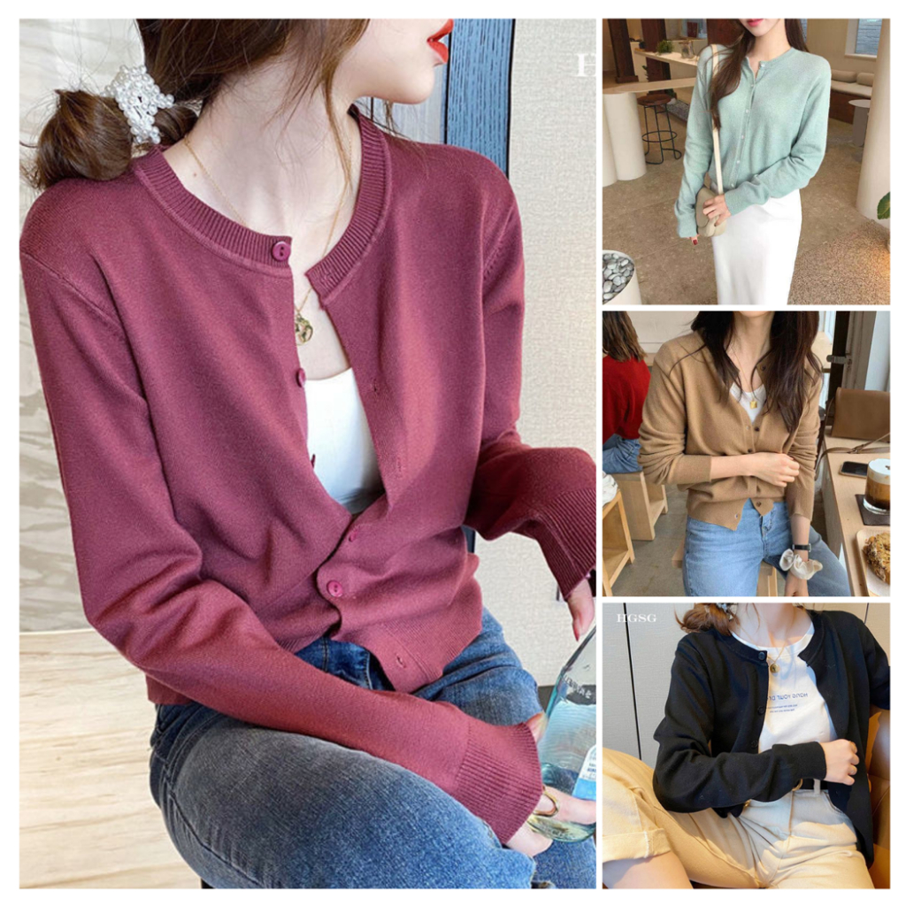 Cardigan Women Cotton Cardigan Korean Style Fashion Long Sleeve Soft ...