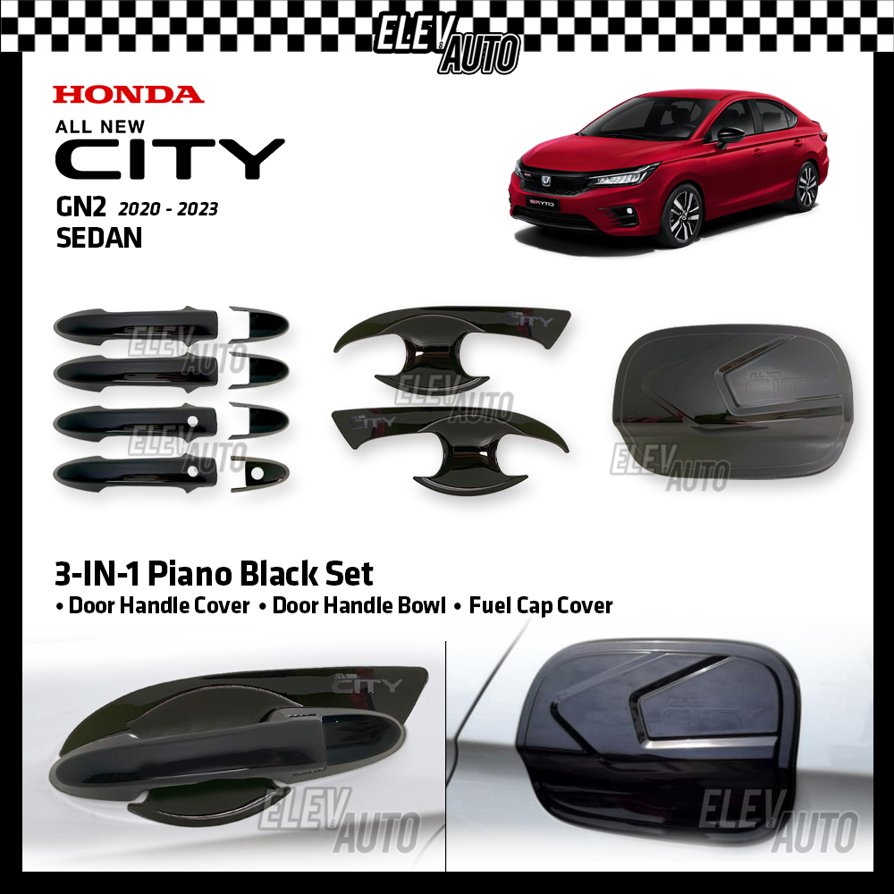 Honda City GN2 Sedan 2020 2023 3 IN 1 Glossy Black Set Door Handle