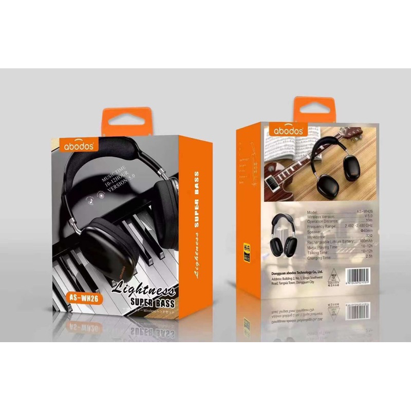 ABODOS ASWH26 5.0 Bass Stereo Wireless Headphones Lightness OverEar Headphones Shopee Malaysia