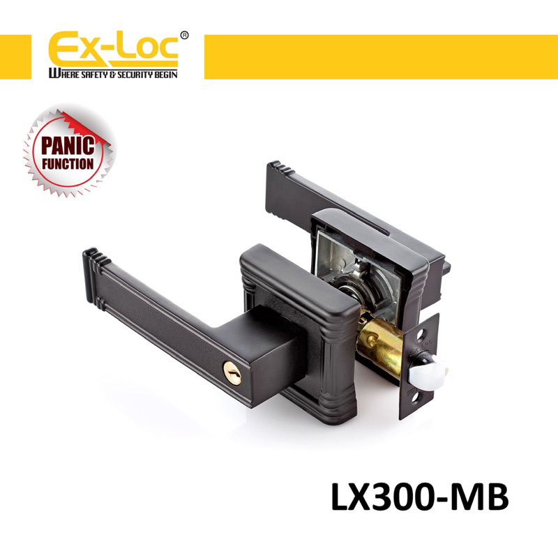 Ex-Loc LX300 Tubular leverset, panic function lever lock, matt black ...