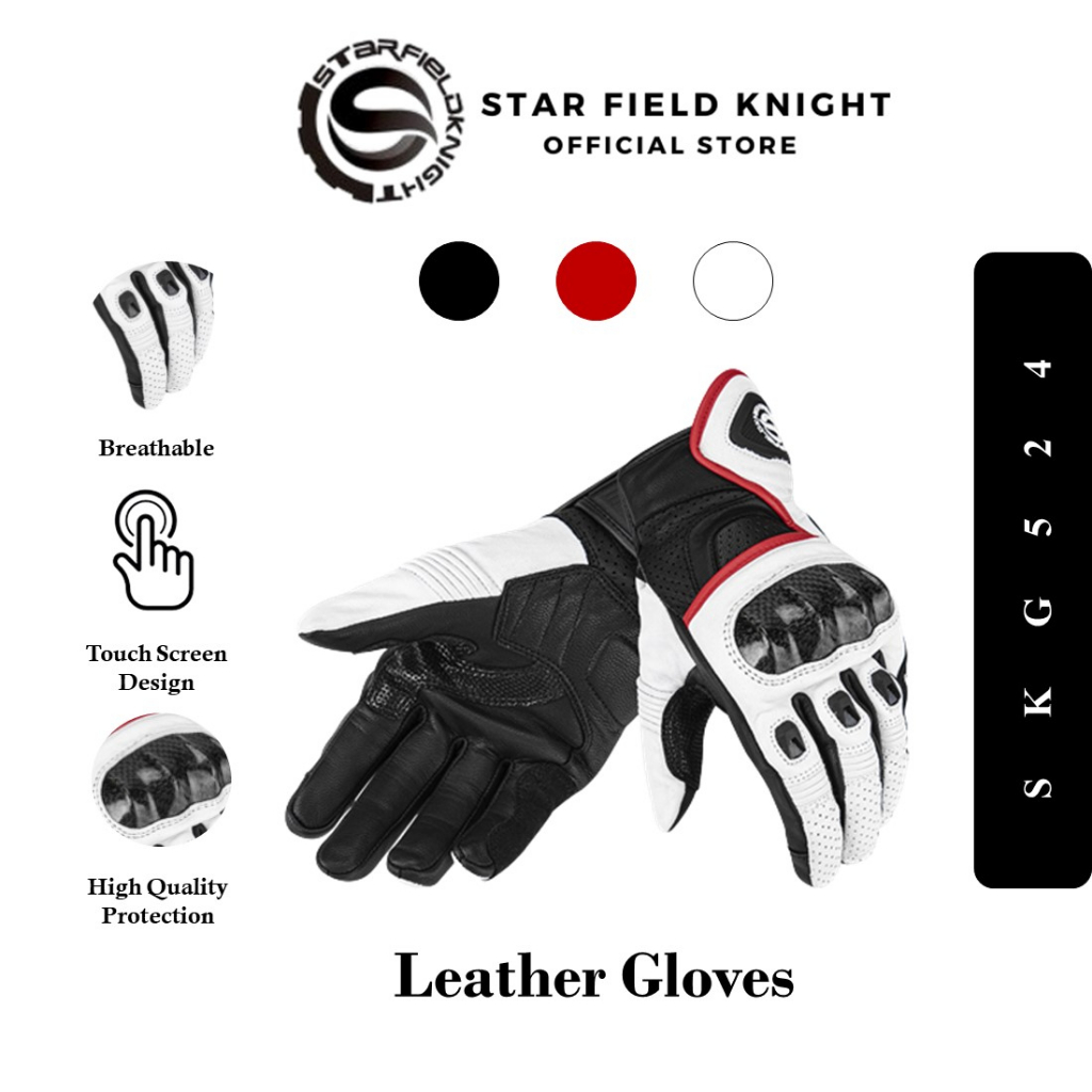 Star Field Knight SKG524 Premium Leather Riding Gloves Sarung Tangan ...