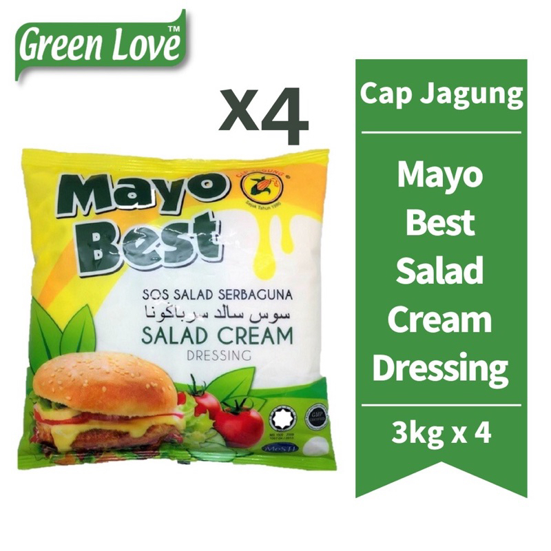 Mayo Best Salad Cream Mayonnaise 3kg x 4packs / Mayonis Cap Jagung