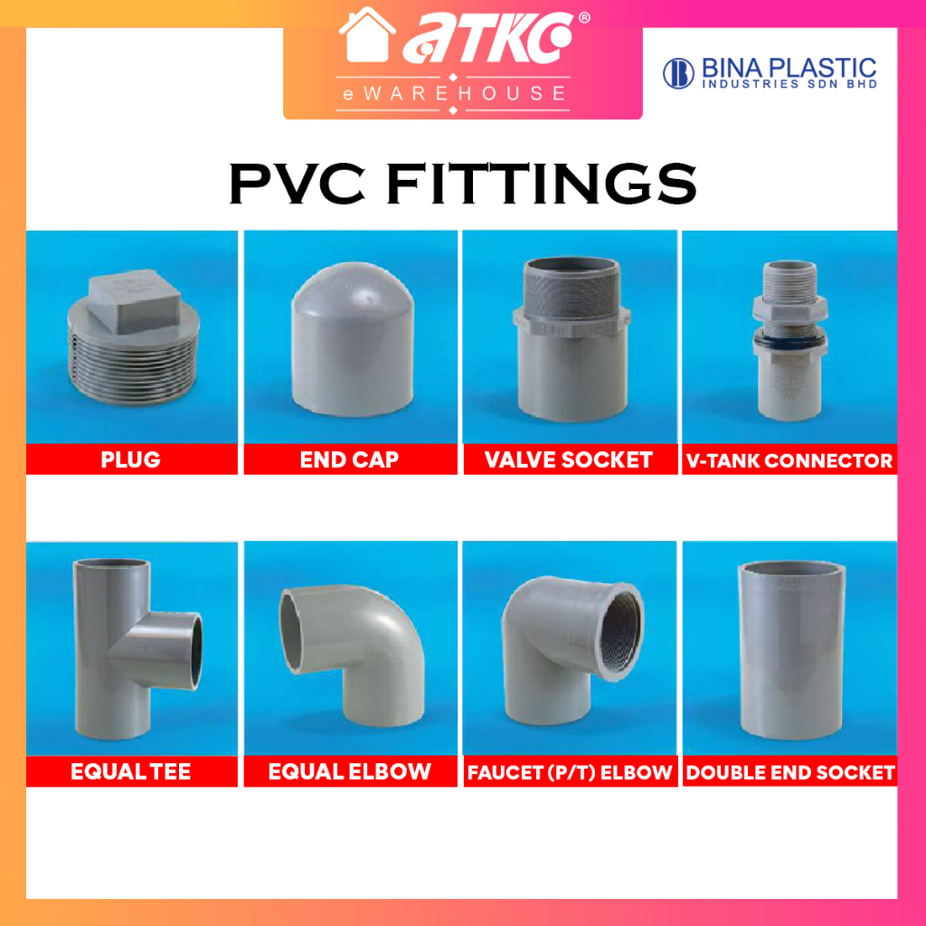 PVC Paip Fitting / PVC Connector - Socket/Elbow/Tee/P/T Elbow/Valve ...