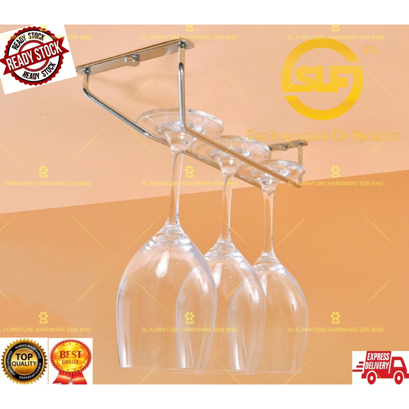 SLF Single Rail Stainless steel Wine Glass Holder Wine Rack Kitchen