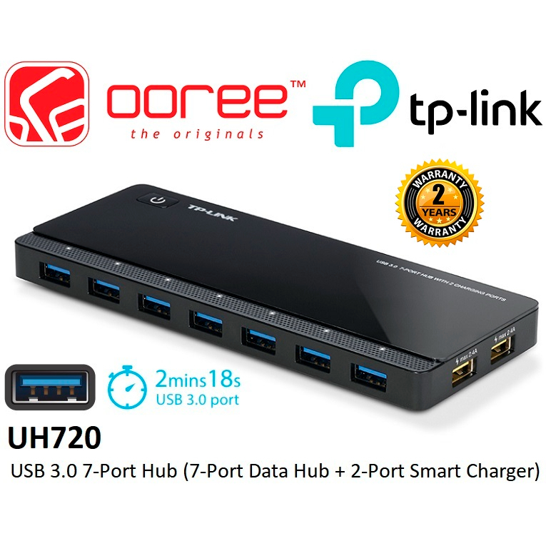 UH720, USB 3.0 7-Port Hub with 2 Charging Ports