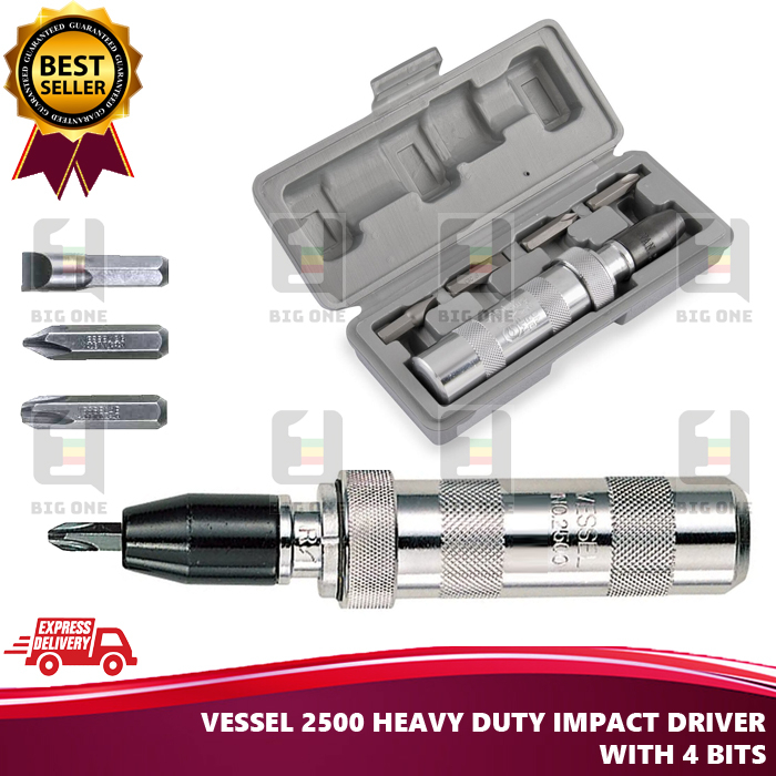 (PVC BOX) VESSEL 2500 HEAVY DUTY IMPACT DRIVER WITH 4 BITS AND BOX ...