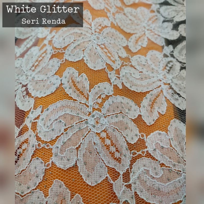 SERI RENDA Kain Lace White Glitter Bidang 60