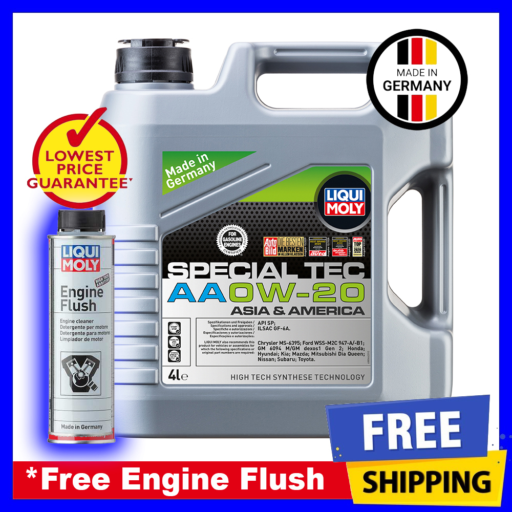 Liqui Moly Fully Synthetic Special Tec AA 0W-20 5W-30 Engine Oil (0W20/5W30 4L)+Engine Flush(2678)+Oil Filter (Optional)