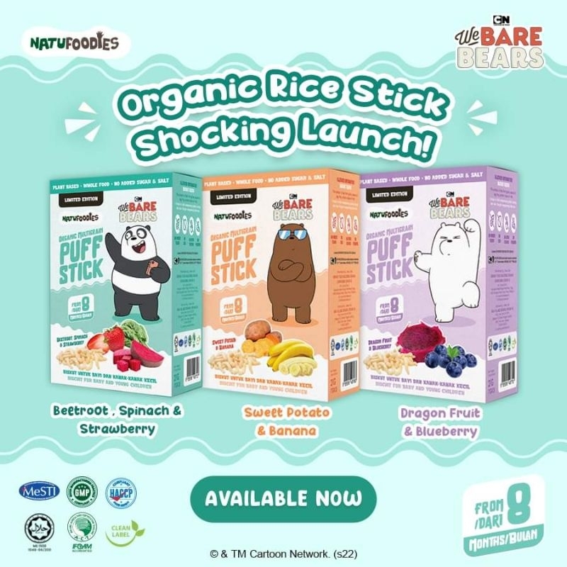 Natufoodies ORGANIC Rice Stick Puff Limited Edition Baby Snack 21g (3 ...