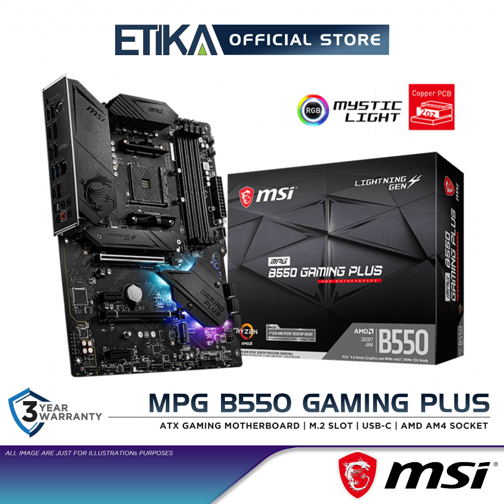 MSI MPG B550 Gaming Plus ATX Gaming Motherboard M.2 Slot USBC