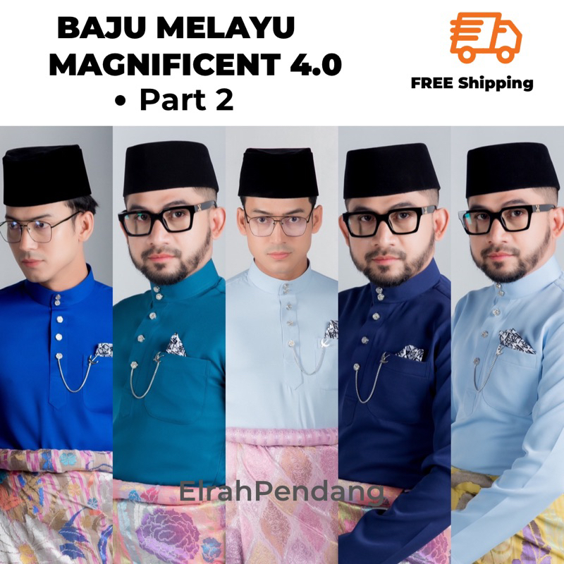 BAJU MELAYU ELRAH EXCLUSIVE MAGNIFICENT 4.0 2023 BLUE ( FREE