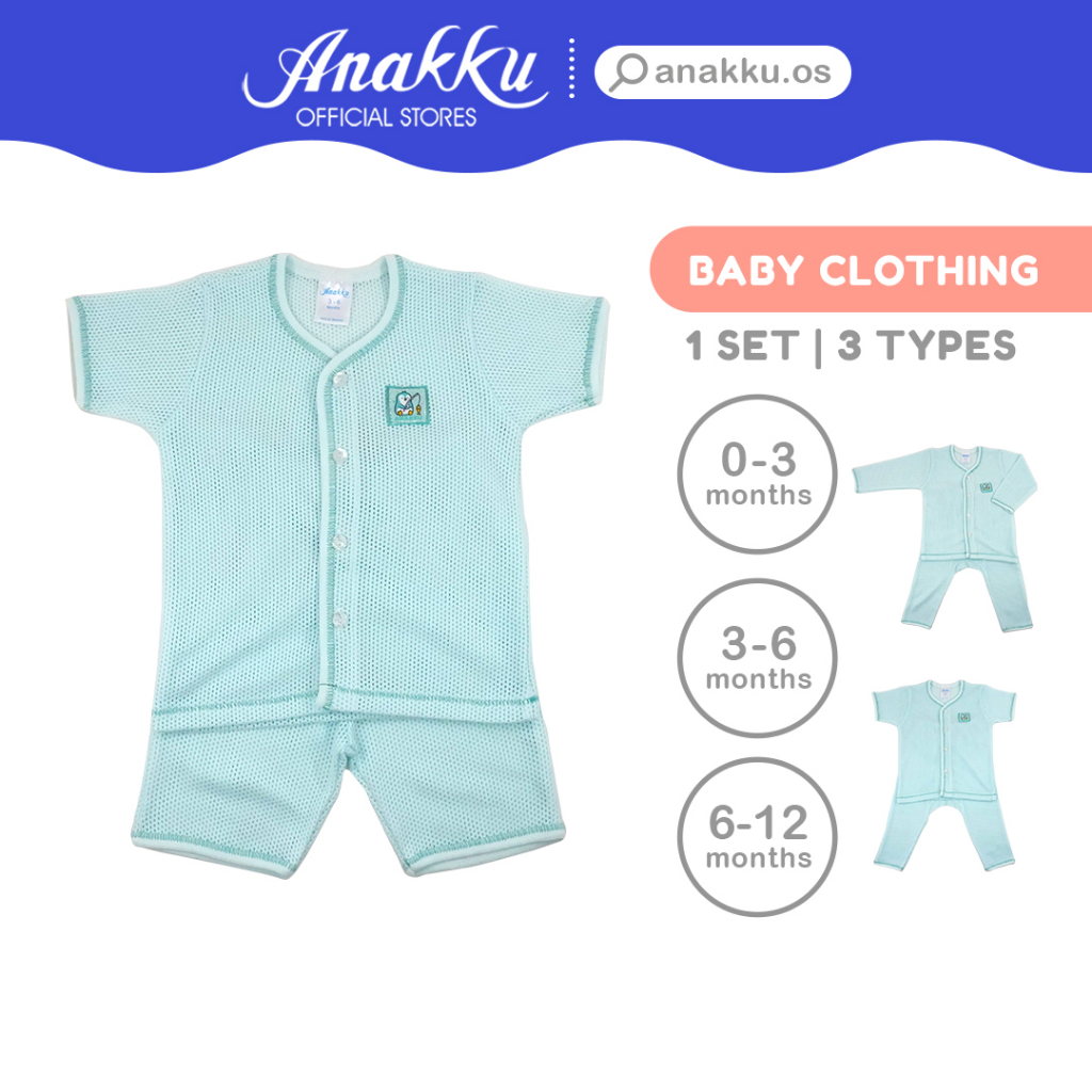 Anakku [0-12M] Newborn Baby Boy Full Eyelet Suit Set Baju Berlubang ...