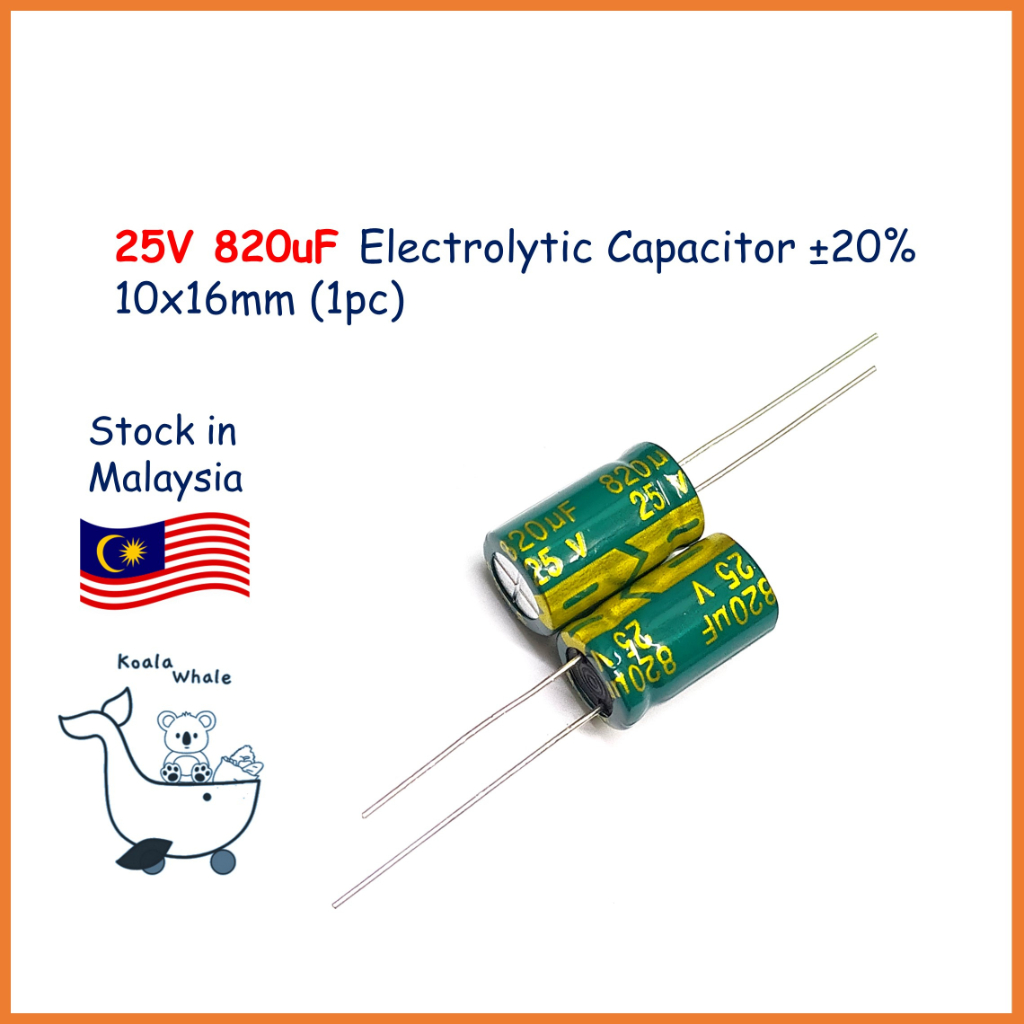 25V 820uF Electrolytic Capacitor Kapasitor 10x16 mm 25V820UF Elco (1pc ...