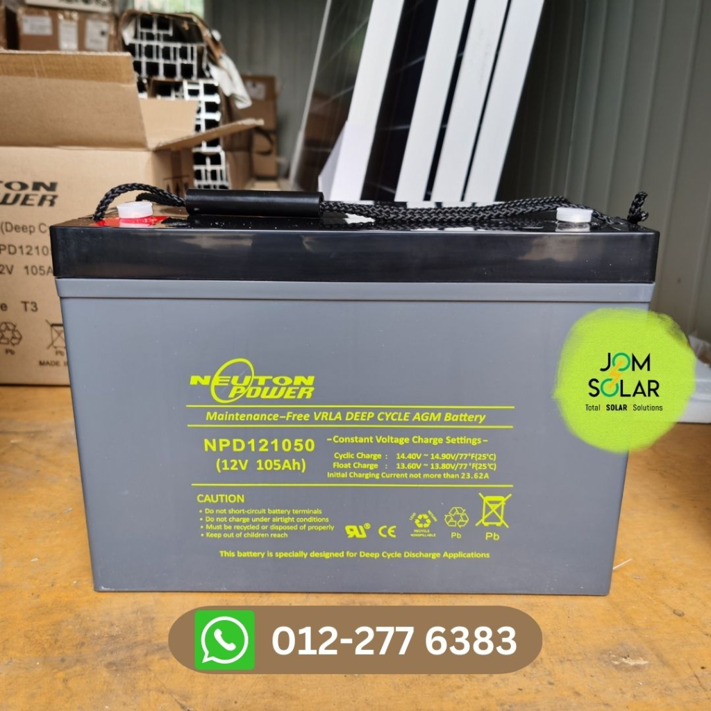 Neuton Power NPD121050 12V 105Ah Maintenance Free Deep Cycle AGM ...