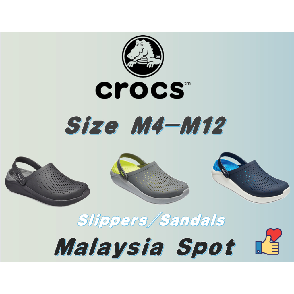 【Size M4-M12】Crocs Literid Clog Men’s Sandal Large Size casual anti ...