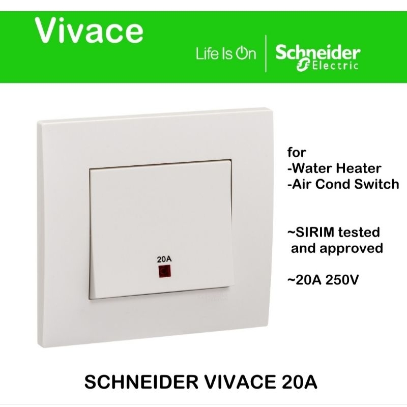 Schneider Electric Vivace 13A socket 20A Double Pole Switch with Air