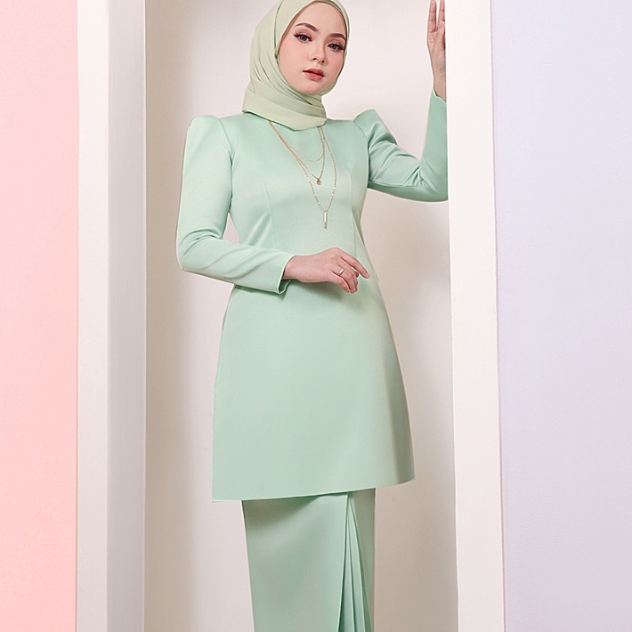 Satin Baju Kurung Baju Raya 2024 Kurung Labuh Murah Ironless Baju