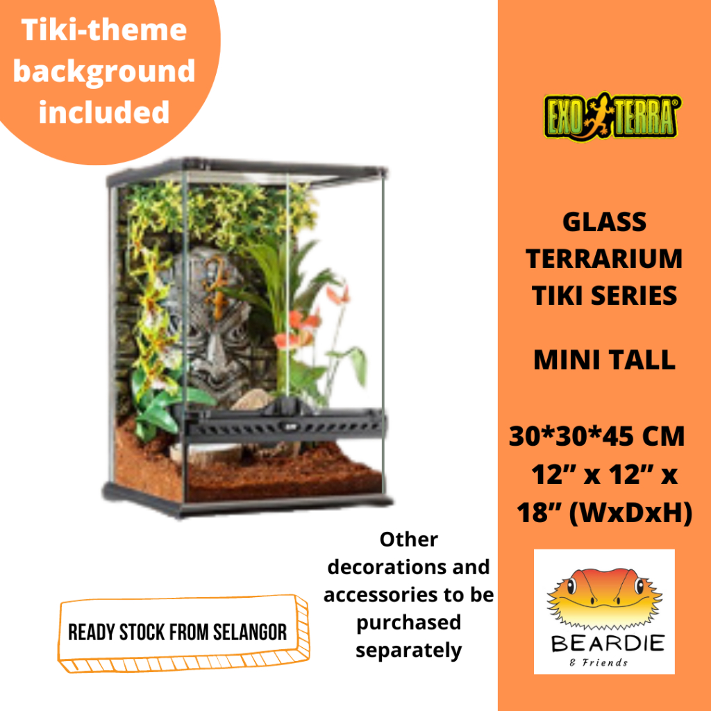 EXO TERRA GLASS TERRARIUM TIKI MINI TALL 30X30X45CM (PT2596) Shopee