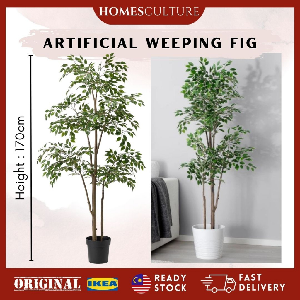 FEJKA Artificial Weeping Fig Plant Indoor Outdoor Fig Tree Simulation ...