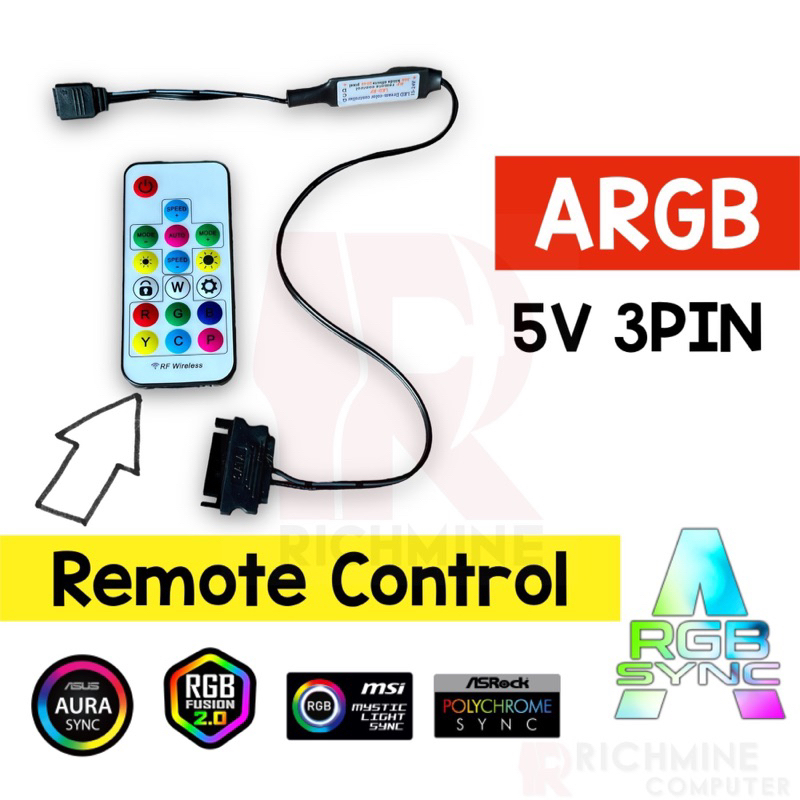{ReadyStock} ARGB Controller 5V 3PIN Remote Control GAMING PC Case Fan Radiator SYNC Shopee