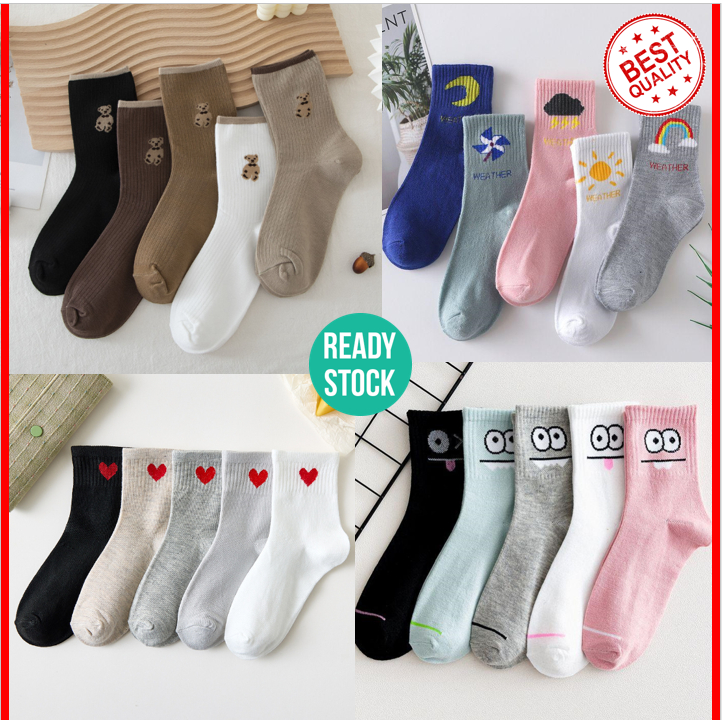 Cute Socks Korean Socks stoking Cartoon Medium Tube Women Stokin Sarung ...
