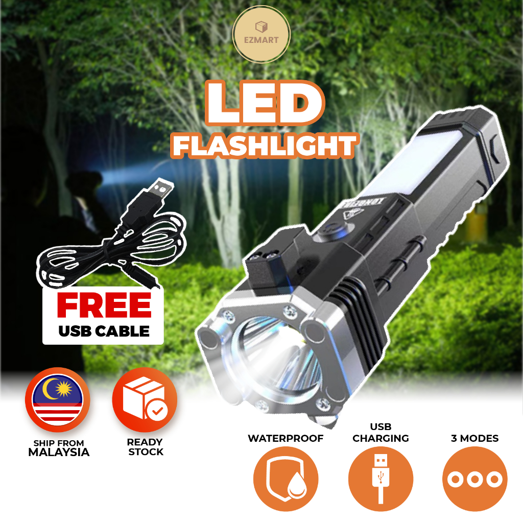 Lampu LED Flashlight Torch Light Super Bright touchlight Emergency ...