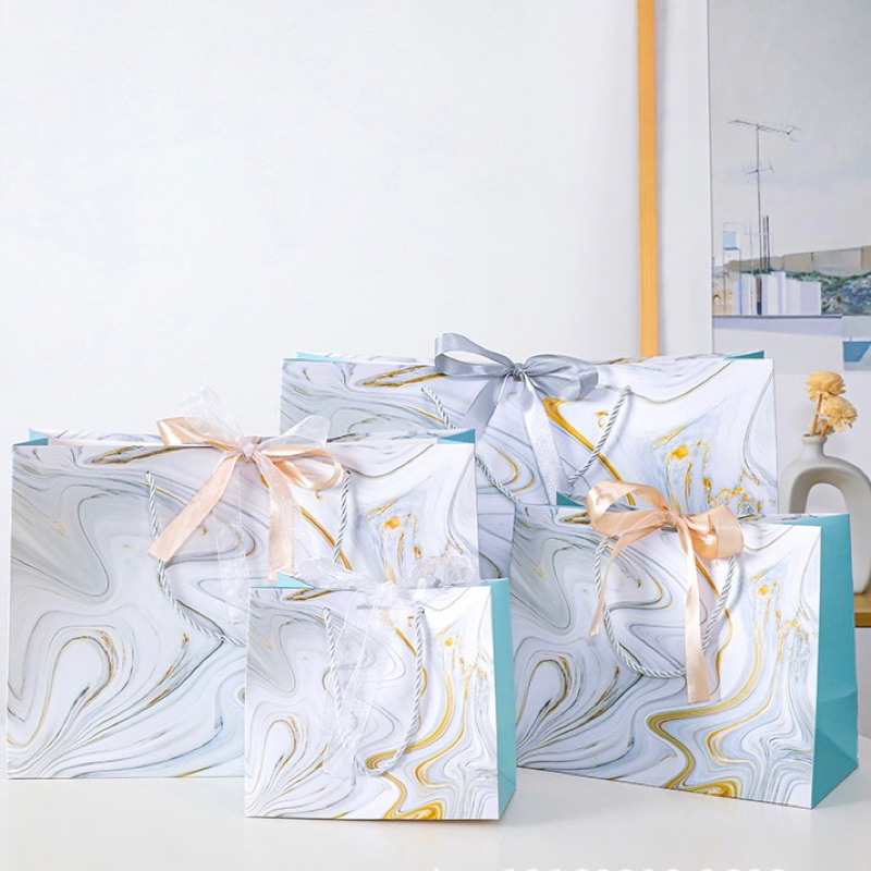 Marble Printing Ribbon Gift Bag Paperbag Shopping Bag Door Gift Bag ...