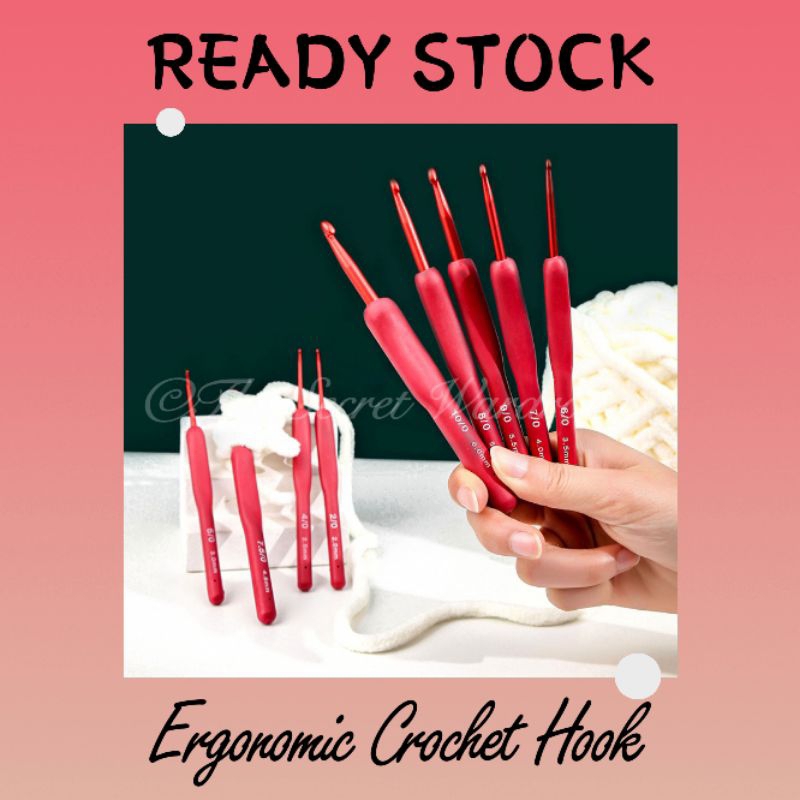 [READY STOCK] Single Hook C Crochet Hook / Soft Handle Crochet Hook