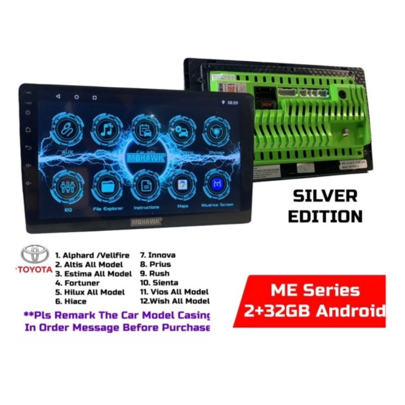 Mohawk 9 INCH 10 INCH 2+32GB ME Series Silver Edition Car Android ...