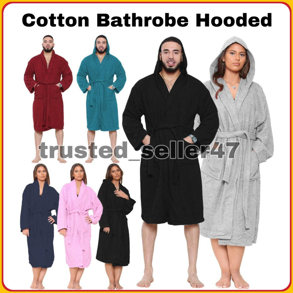 Luxury Adult Unisex Hooded Bathrobe 100 cotton For home Hotel spa
