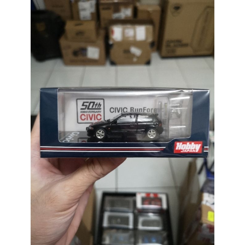 Hobby Japan 1/64 Honda Civic (EG6) SiR Ⅱ With Engine Display Model Blue HJ641017GBL Moulé sous