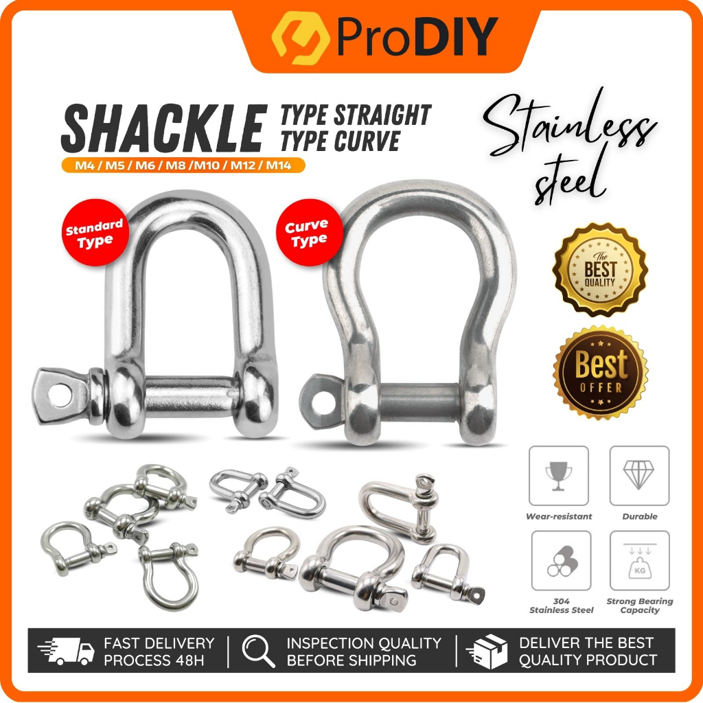 M16 M18 M20 Stainless Steel 304 U shaped Shackle Hook Screw Pin Bow ...