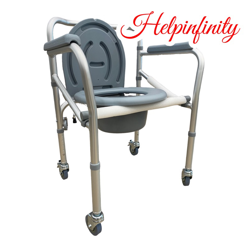 Promedictech Aluminium Adjustable & Commode Chair With Wheels Shopee