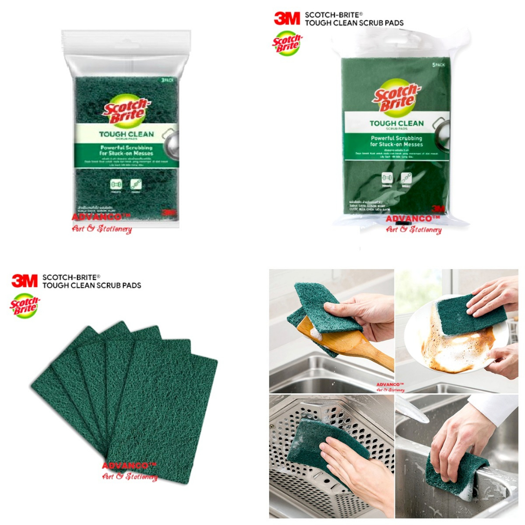 3M SCOTCH BRITE HEAVY DUTY TOUGH CLEAN SCRUB PAD VALUE PACK (AVAILABLE