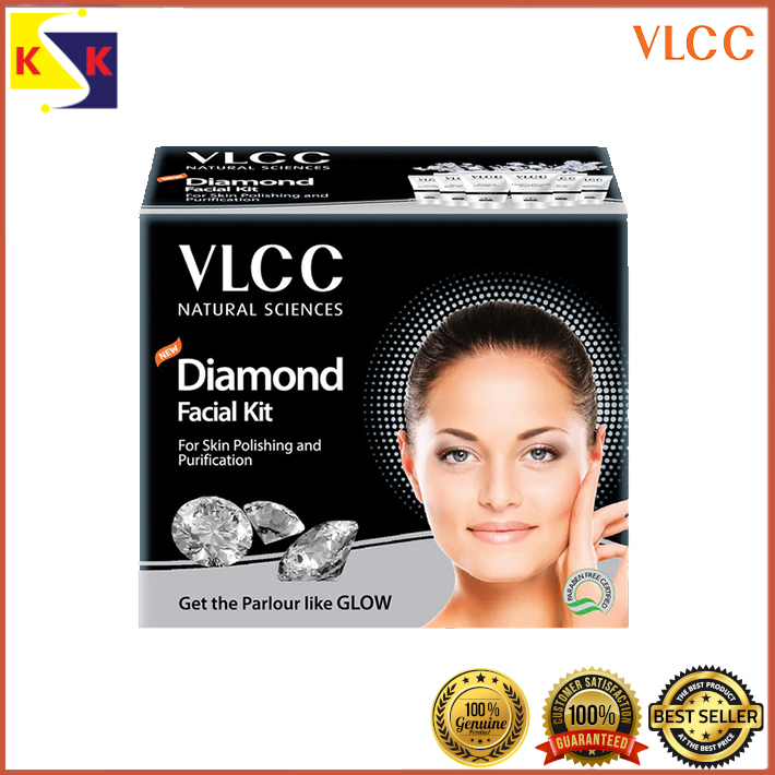 VLCC Diamond Single Facial Kit - 60gm Anti-Aging Skin Detox Treatment With Diamond Bhasma
