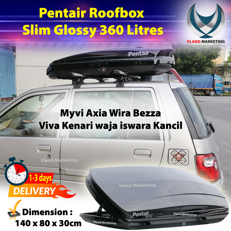 Pentair Roofbox PT5808 Slim Glossy Roof box (M SIZE 360 Litres) With