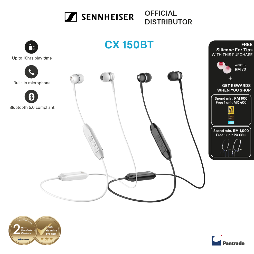 Sennheiser CX 150BT wireless headset ( Black / White ) | Shopee Malaysia