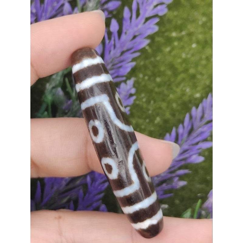 💥Ready Stock💥 57.8x16.8x11.2mm 水草玛瑙牛角型七眼天珠Moss Agate