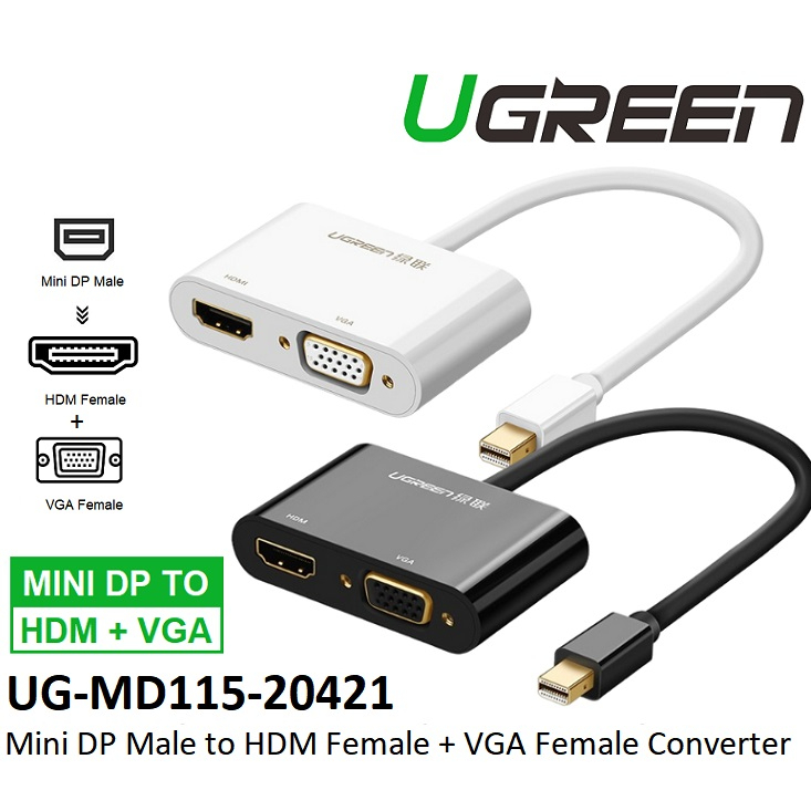 Ugreen Ug Md Mini Dp To Hdmi Vga Converter Silver Ugreen