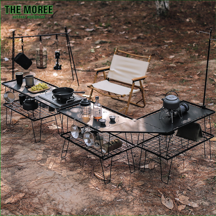 Outdoor Iron Mesh Table Steel Camping Table Foldable Portable Stacking ...