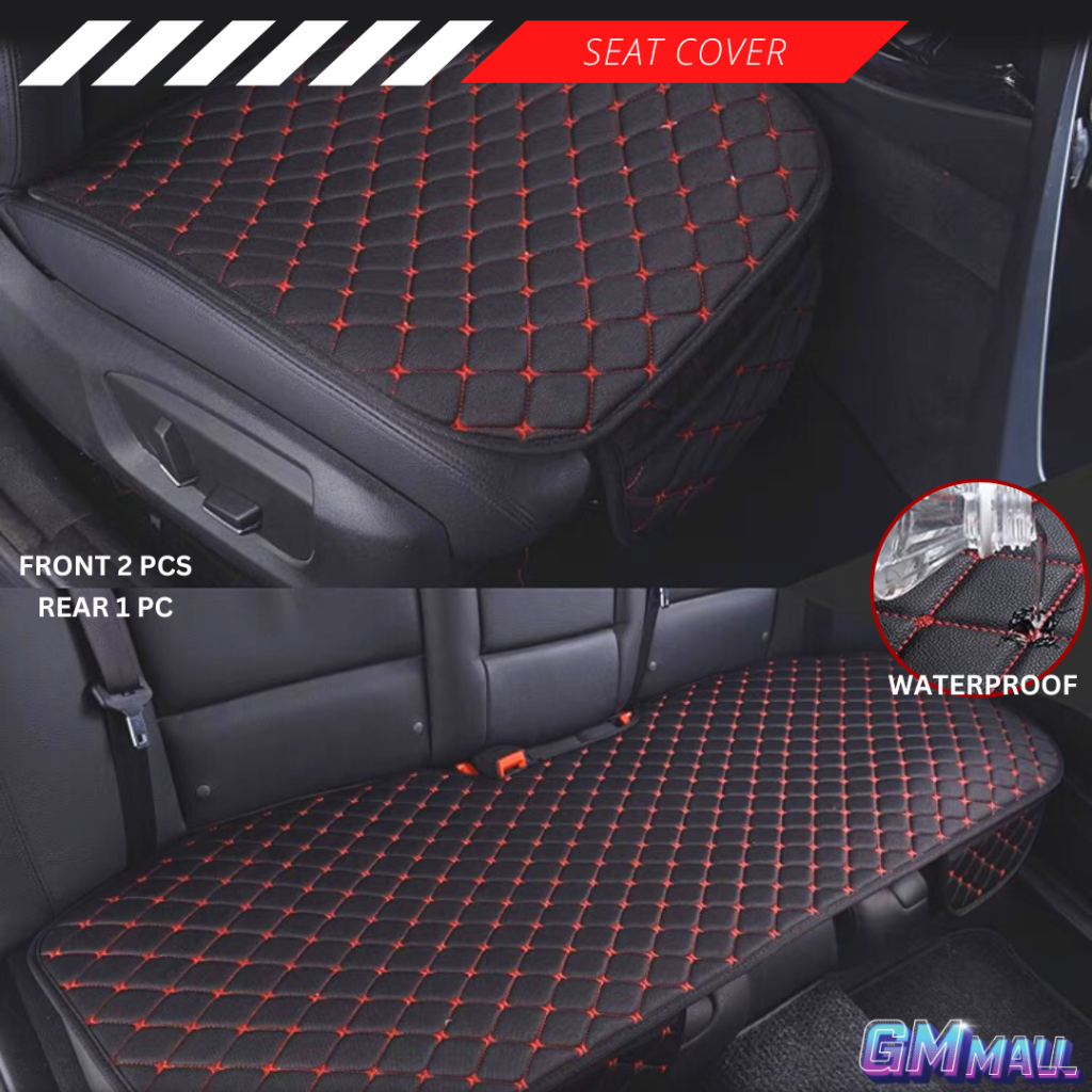 SEAT COVER Car Cushion Protector PU Leather Set Non-slip Sarung Kusyen  Kereta Sofa Cover Saga Axia Myvi Bezza Kancil