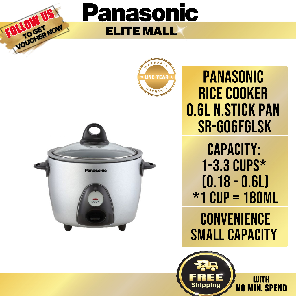 PANASONIC SRG06FG RICE COOKER 0.6L N.STICK PAN SRG06FGLSK Shopee