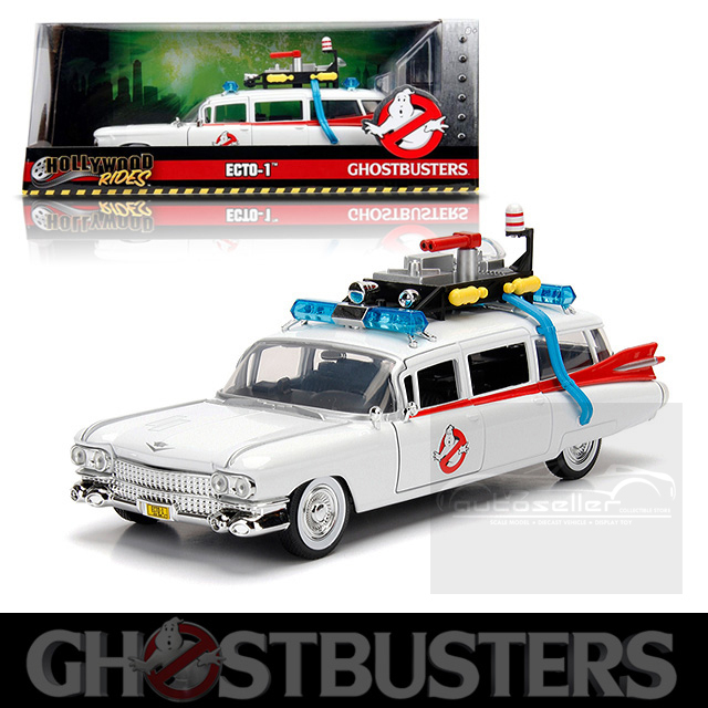 GHOSTBUSTERS MOVIE ECTO-1 GHOST HUNTING VEHICLE (1:24) DIECAST METAL ...